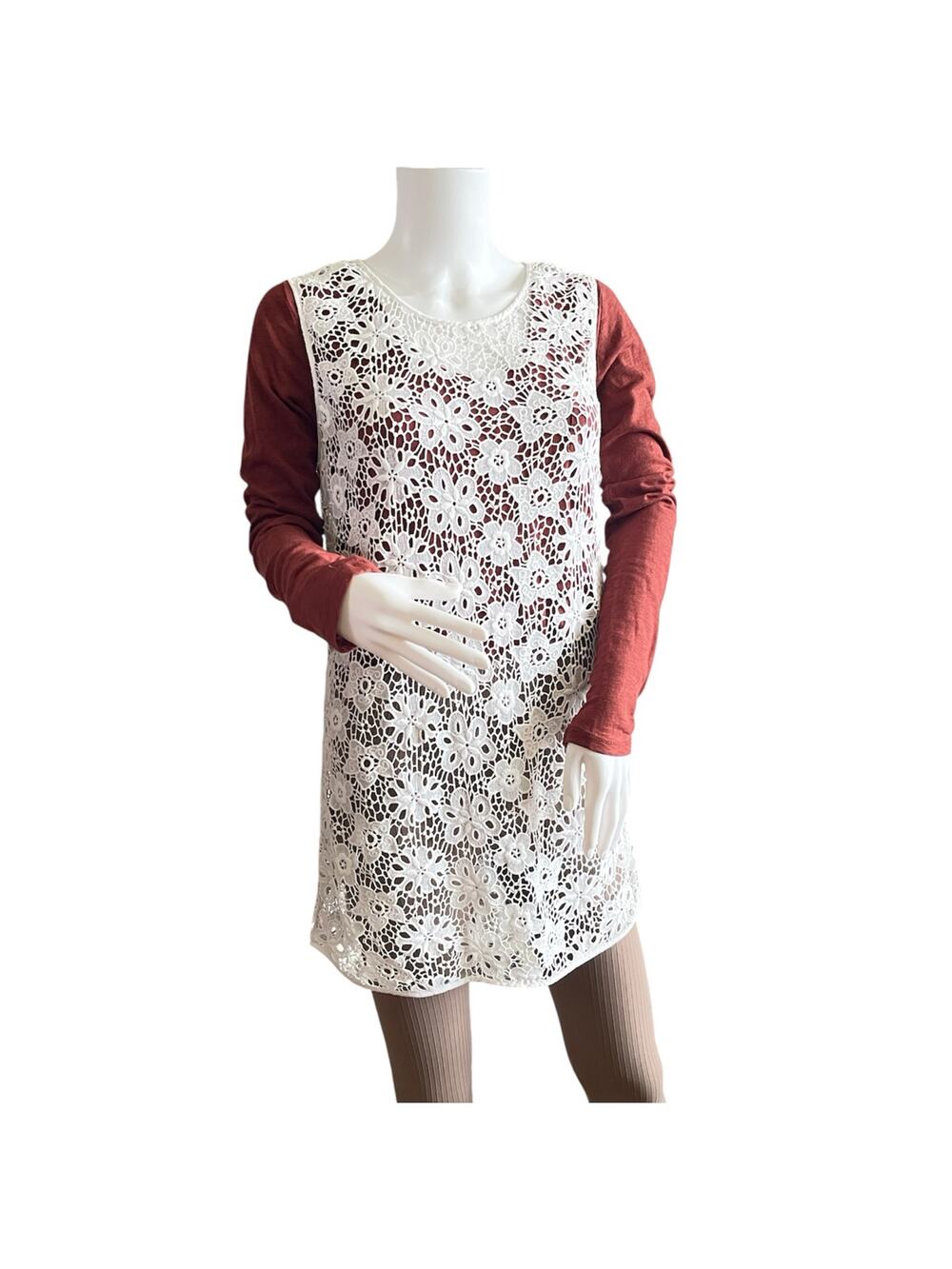 Sheer Lace White Dress Size Small